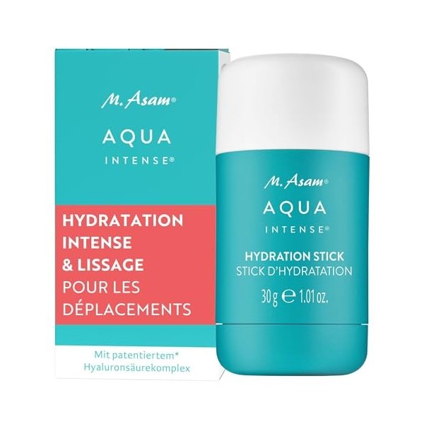 M. Asam AQUA INTENSE Hydration Stick 30g – baume hydratant visage, sérum en stick anti-rides, crème bio contre la sécheress
