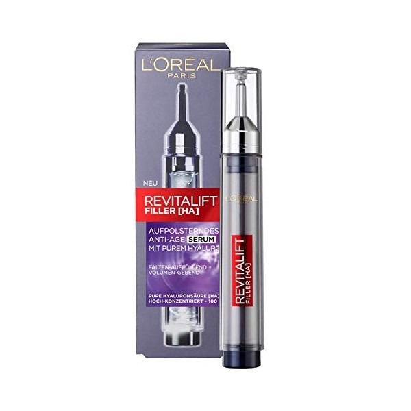 LOréal Paris Sérum à lacide hyaluronique Revitalift Filler Sérum Anti-âge Anti-rides et Volume à lacide hyaluronique 16 ml