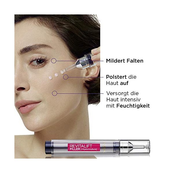 LOréal Paris Sérum à lacide hyaluronique Revitalift Filler Sérum Anti-âge Anti-rides et Volume à lacide hyaluronique 16 ml