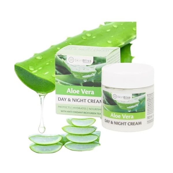 NATURAL Aloe Vera Crème pour le visage : crème de jour et de nuit à laloe vera, crème hydratante efficace et crème Renewal C