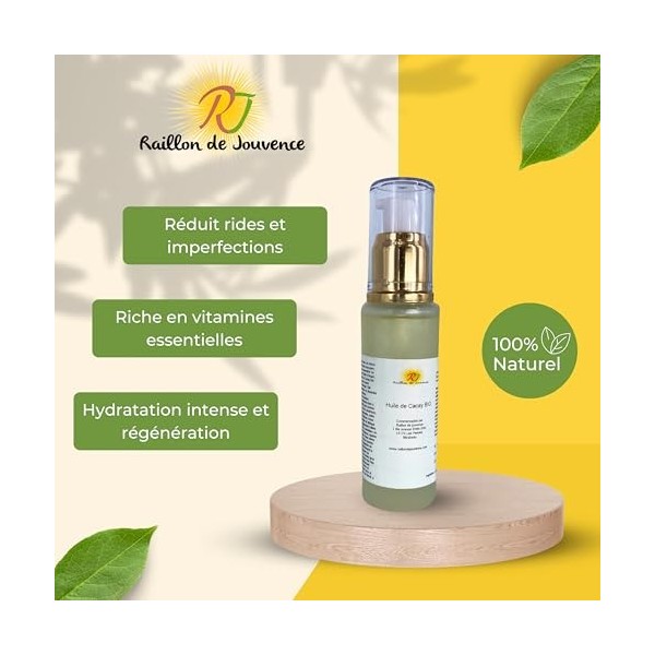 RAILLON DE JOUVENCE - Huile de Cacay Anti-Âge et Anti-Rides – Régénérante et Hydratante pour une Peau Jeune et Lisse - Riche 