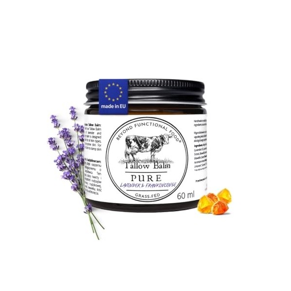 Beyond Functional Food PURE Lavender & Frankincense Beef Tallow - Baume Naturel au Suif de Boeuf avec Lavande & Encens - Tall...