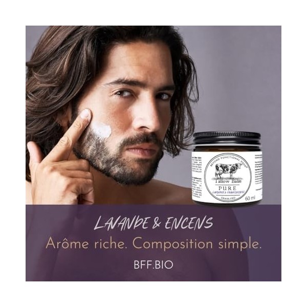 Beyond Functional Food PURE Lavender & Frankincense Beef Tallow - Baume Naturel au Suif de Boeuf avec Lavande & Encens - Tall...