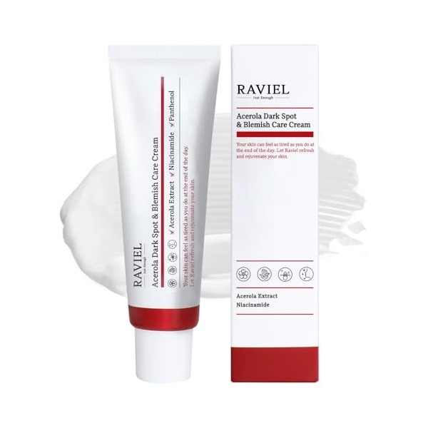 RAVIEL Crème hydratante anti-taches à lhuile dacérola et davocat, correcteur de taches brunes et anti-imperfections, hydra