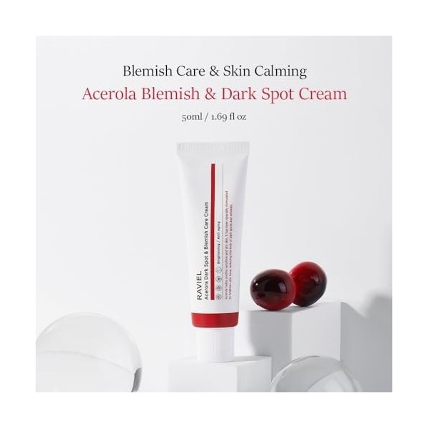 RAVIEL Crème hydratante anti-taches à lhuile dacérola et davocat, correcteur de taches brunes et anti-imperfections, hydra