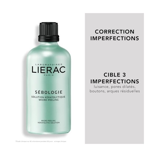 Lierac - Sébolobie - Solution Kératolytique Micro-Peeling 100ml - Soin Visage - Anti Imperfections - Astringeant - Sébo Régul