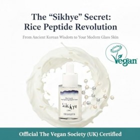 TRANATA Sérum visage peptide de punch de riz, essence de peau de verre coréen, 80 % extrait de riz