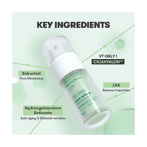 VT COSMETICS Cica Reti-A Retinol Essence 0.1 Essence Équilibrante pour Peau Sensible 1.01 fl oz