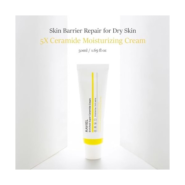 RAVIEL Crème super enrichie en 5 céramides, pour tous les types de peau, éclaircissante, anti-âge, hydratation profonde et no