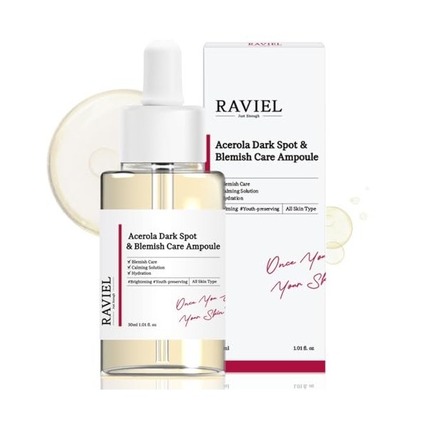 Acerola Ampoule de soin des taches sombres – Aide à éclaircir et anti-rides, améliore intensivement le mélasma et les imperfe