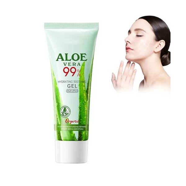 Eazerom 24 50g de Gel dAloe Vera,pour le Visage,le Corps,les Cheveux,les Coups de Soleil,Après-Soleil,Cicatrices,Apaisant & 