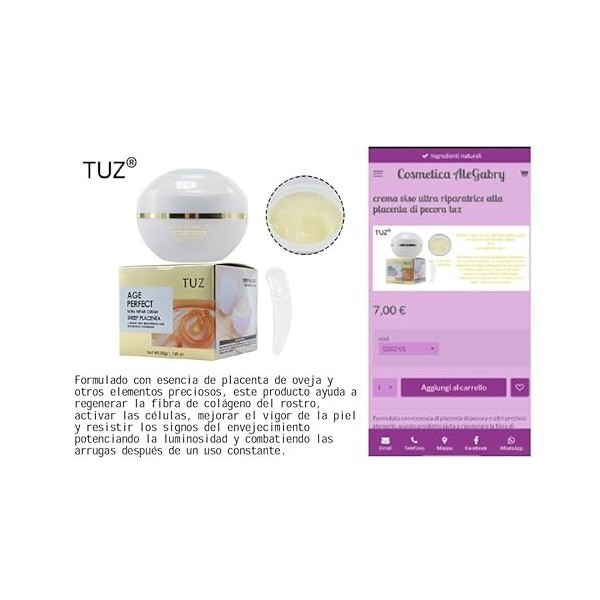 CREMA FACIAL EDAD PERFECTA ULTRA REPARADORA CON PLACENTA DE OVEJA 50 GRAMOS TUZ