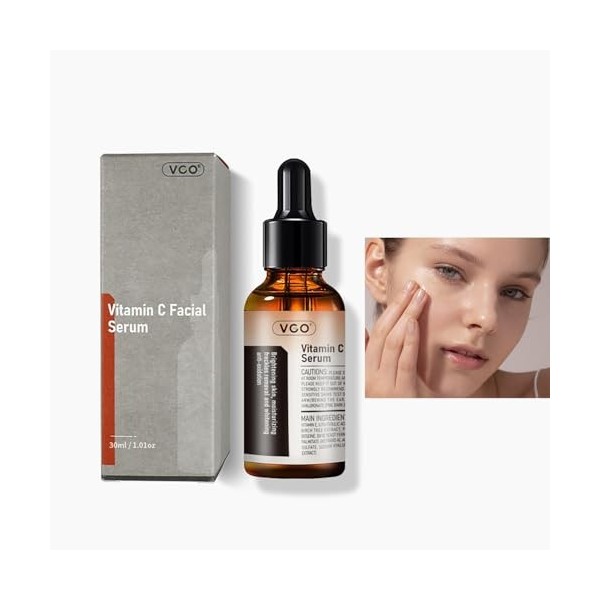 VGO Sérum à la vitamine C pour le visage, sérum facial avec vitamine E et acide hyaluronique, teint uniforme, anti-taches som