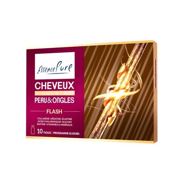 Cheveux, Peau et Ongles Essence Pure Flash | Collagène hydrolysé, acide hyaluronique, silicium, kératine et élastine | Advanc