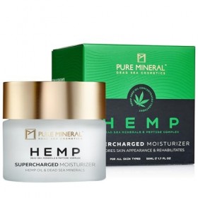 Pure Mineral - Hydratant Superchargé au Chanvre - Minéraux Mer Morte, Huile de Chanvre, Hydratation Intense, Anti-Âge - Sans 