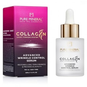 Pure Mineral - Sérum Contrôle Avancé des Rides au Collagène - Minéraux Mer Morte, Réduction des Rides, Raffermissement - Sans