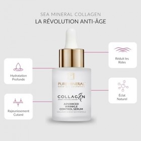 Pure Mineral - Sérum Contrôle Avancé des Rides au Collagène - Minéraux Mer Morte, Réduction des Rides, Raffermissement - Sans