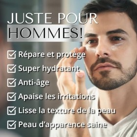 CREME HYDRATANTE VISAGE HOMME - Soins pour le Visage Anti Ride Puissant et Naturel pour Homme avec Acide Hyaluronique, Vitami