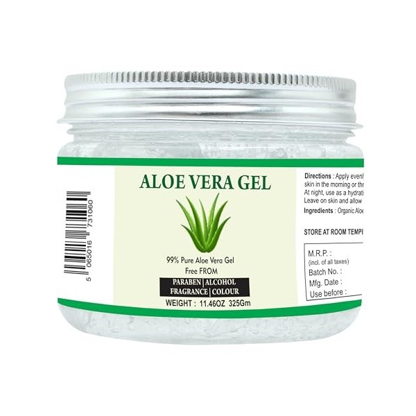 Raslok Gel daloe vera | Gel daloe vera 100 % pur naturel | Pour hydrater le visage, la peau et les cheveux, hydratant durab