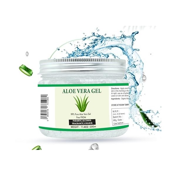 Raslok Gel daloe vera | Gel daloe vera 100 % pur naturel | Pour hydrater le visage, la peau et les cheveux, hydratant durab