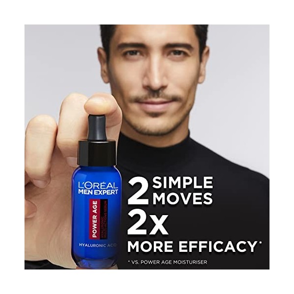 L’Oréal Paris men expert LOréal Sérum Homme, Sérum à lAcide Hyaluronique pour Peaux Vieillissantes, Sèches et ternes, Men E
