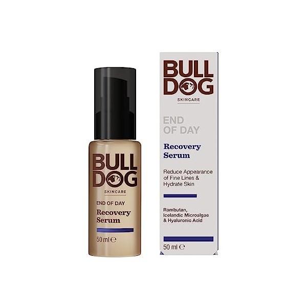 Bulldog Skincare - Sérum Récupérateur Fin de Jour pour Homme | Gel Réduction des rides et Ridules | 50 ml
