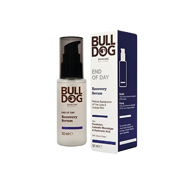 Bulldog Skincare - Sérum Récupérateur Fin de Jour pour Homme | Gel Réduction des rides et Ridules | 50 ml