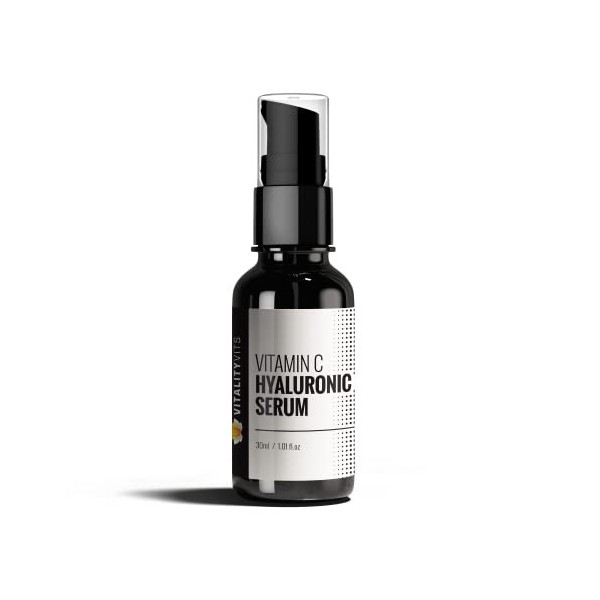 VitaliltyVits Sérum à la vitamine C et E à lacide hyaluronique et à lhuile davocat - Anti-âge et anti-rides - Pompe de 30 