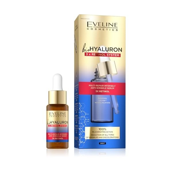 Eveline Cosmetics BioHyaluron 3 x Retinol Sérum multi-réparateur fortement anti-rides, 18 ml