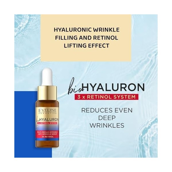 Eveline Cosmetics BioHyaluron 3 x Retinol Sérum multi-réparateur fortement anti-rides, 18 ml