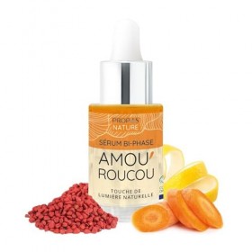 Sérum bi-phase AMOUROUCOU Bio - Roucou, Carotte, Acide de fleurs - Peeling doux - Anti-âge - Eclat - Fabriqué en France - 30 ...