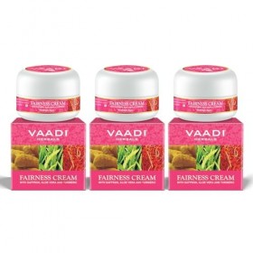 Vaadi Herbals Organic Fairness Lot de 3 crèmes anti-rides pour le visage au safran, à laloe vera et aux extraits de curcuma 