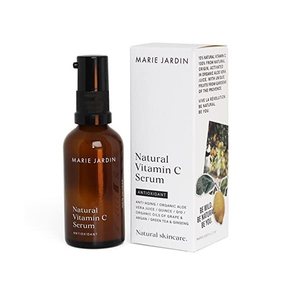 MARIE JARDIN Sérum à la vitamine C 50 ml à base daloe vera – Sérum anti-âge, vitamine C naturelle et antioxydants pour le co