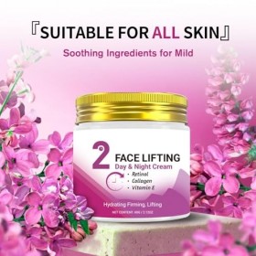 Crème de jour et de nuit effet lifting 2 minutes au rétinol, soin hydratant raffermissant anti-âge, doux et nourrissant, rédu...