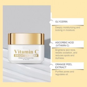 Crème Visage À la Vitamine C - Illumine le Teint, Atténue Les Taches Brunes, Resserre Les Pores, Améliore la Douceur de la Pe...