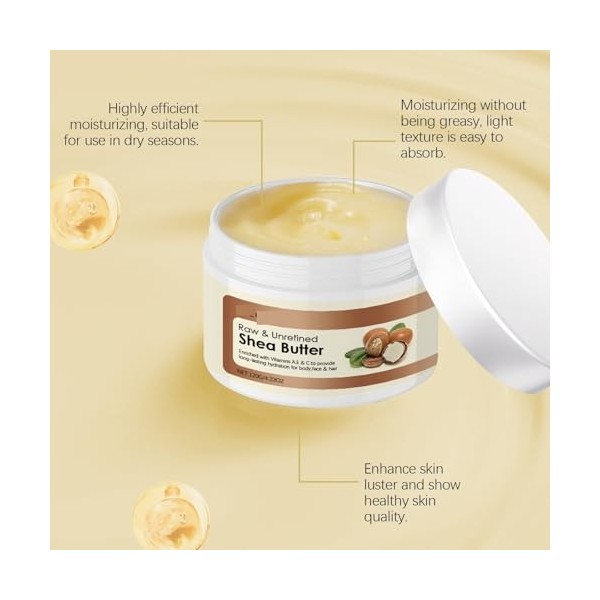 Crème Hydratante for le Corps Et Les Cheveux - Nourrit le Corps et Les Cheveux, Retient Lhydratation, Soulage la Sécheresse, ...