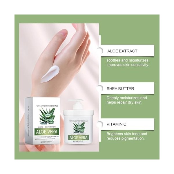 Crème Hydratante À Laloe Vera — Hydratation Longue Durée, Apaise Les Peaux Sensibles, Une Crème Douce Adaptée À Tous Les Typ ...