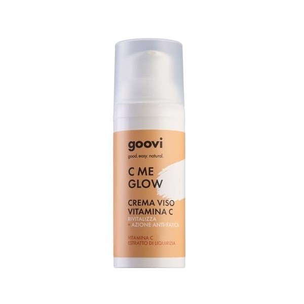 GOOVI C Me Glow Crème visage à la vitamine C - Crème revitalisante à lacide hyaluronique - Pour une peau rayonnante et hydra