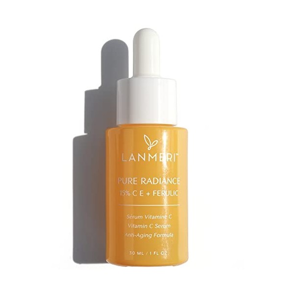 Lanmeri Sérum à la vitamine C pour le visage : C E Ferulic Sérum visage avec 15 % dacide ascorbique pur, acide férulique, vi