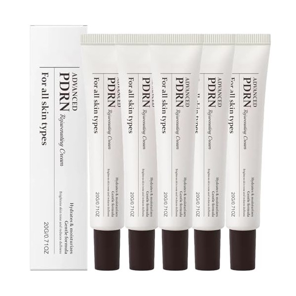 PDRN Lot de 4 crèmes rajeunissantes pour le visage avec niacinamide, acide hyaluronique et collagène, glycérine, anti-âge, ra...