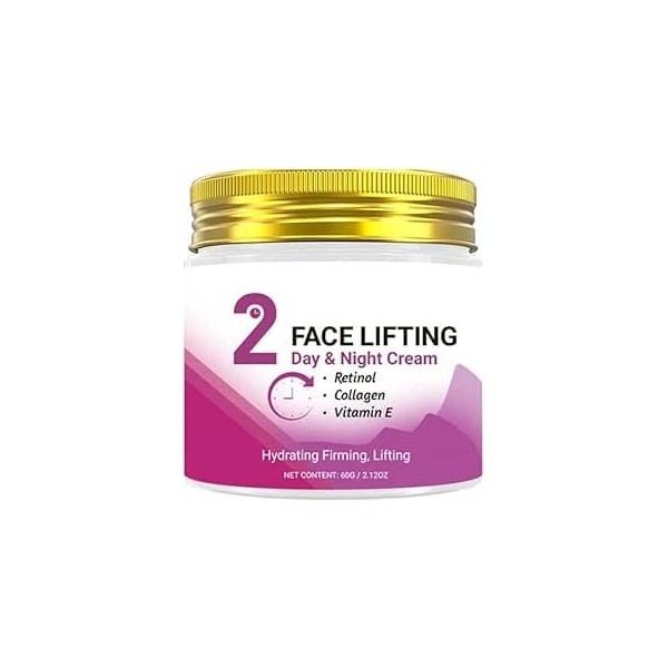 Crema de Día y Noche con Efecto Lifting en 2 Minutos y Retinol | Hidratante Reafirmante Antienvejecimiento | Reduce las Línea...