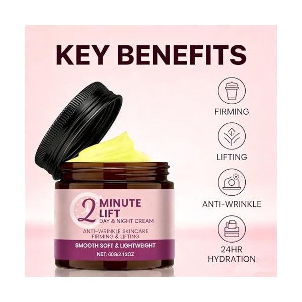 Lot de 5 crèmes de jour et de nuit lift de 2 minutes, sérum pour le visage instantané, crème hydratante au collagène, crème h...