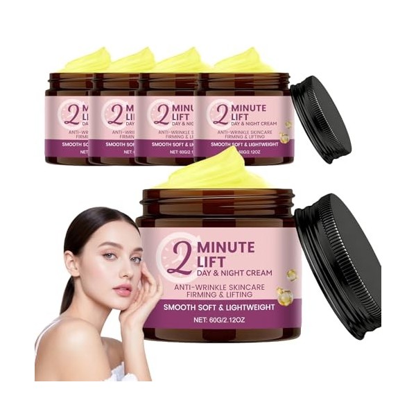 Lot de 5 crèmes de jour et de nuit lift de 2 minutes, sérum pour le visage instantané, crème hydratante au collagène, crème h...