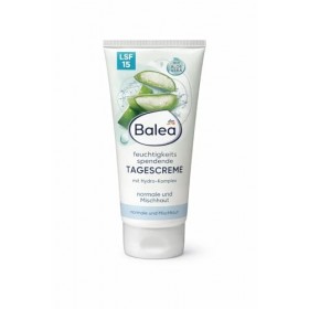 Balea Crème de jour hydratante SPF 15 - Avec hydrocomplexe & 10 % daloe vera - Pour peaux normales et mixtes - Soin du visag