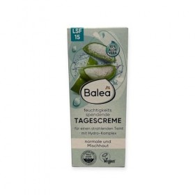 Balea Crème de jour hydratante SPF 15 - Avec hydrocomplexe & 10 % daloe vera - Pour peaux normales et mixtes - Soin du visag