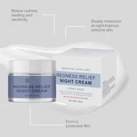 Crème de Nuit Hydratante Apaisante - Favorise la Tolérance Des Peaux Sensibles, Réduit Les Rougeurs, Hydrate Pendant la Nuit 