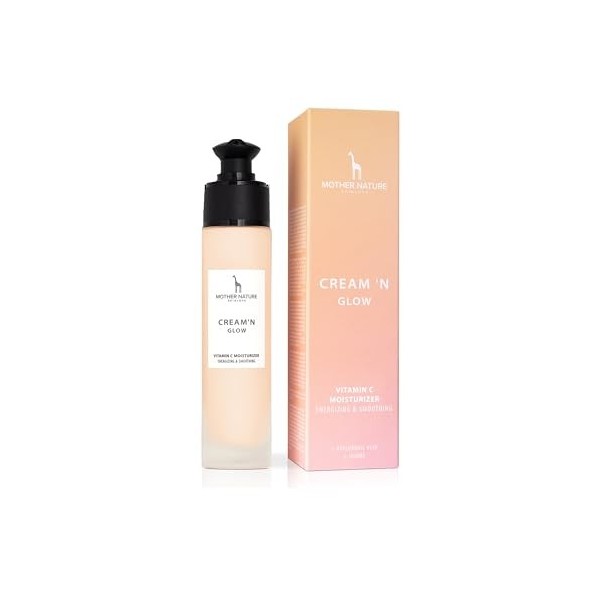 MOTHER NATURE COSMETICS Crème Vitamine C 50 ml - Crème Hydratante Visage Anti-Ride à lAcide Hyaluronique pour Femme et Homme