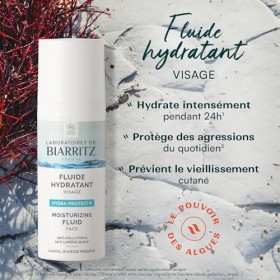 Laboratoires de Biarritz - Fluide Hydratant Visage Hydra-protect+ - Hydrate & Protège - Formule Vegan - Certifié Bio - Tous T