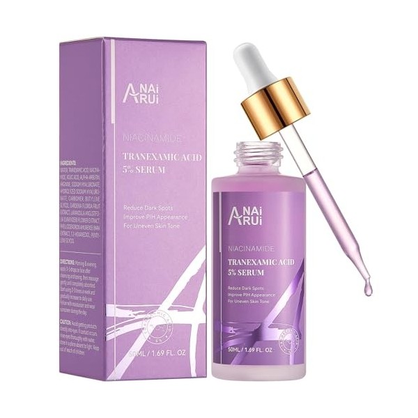 ANAiRUi Tranexamic Acid Serum 50 ml, Sérum Correcteur de Taches Brunes avec dacide Tranexamique & Acide Hyaluronique & Niaci ...