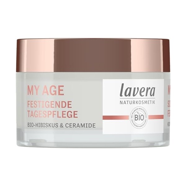 lavera My Age Soin de jour raffermissant, à lhibiscus et aux céramides, pour les peaux matures, contre les taches pigmentair ...